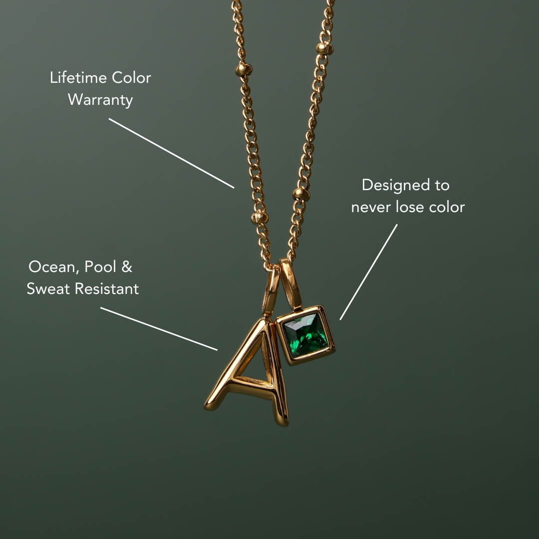 Initial & Birthstone Charm Necklace - Image 4
