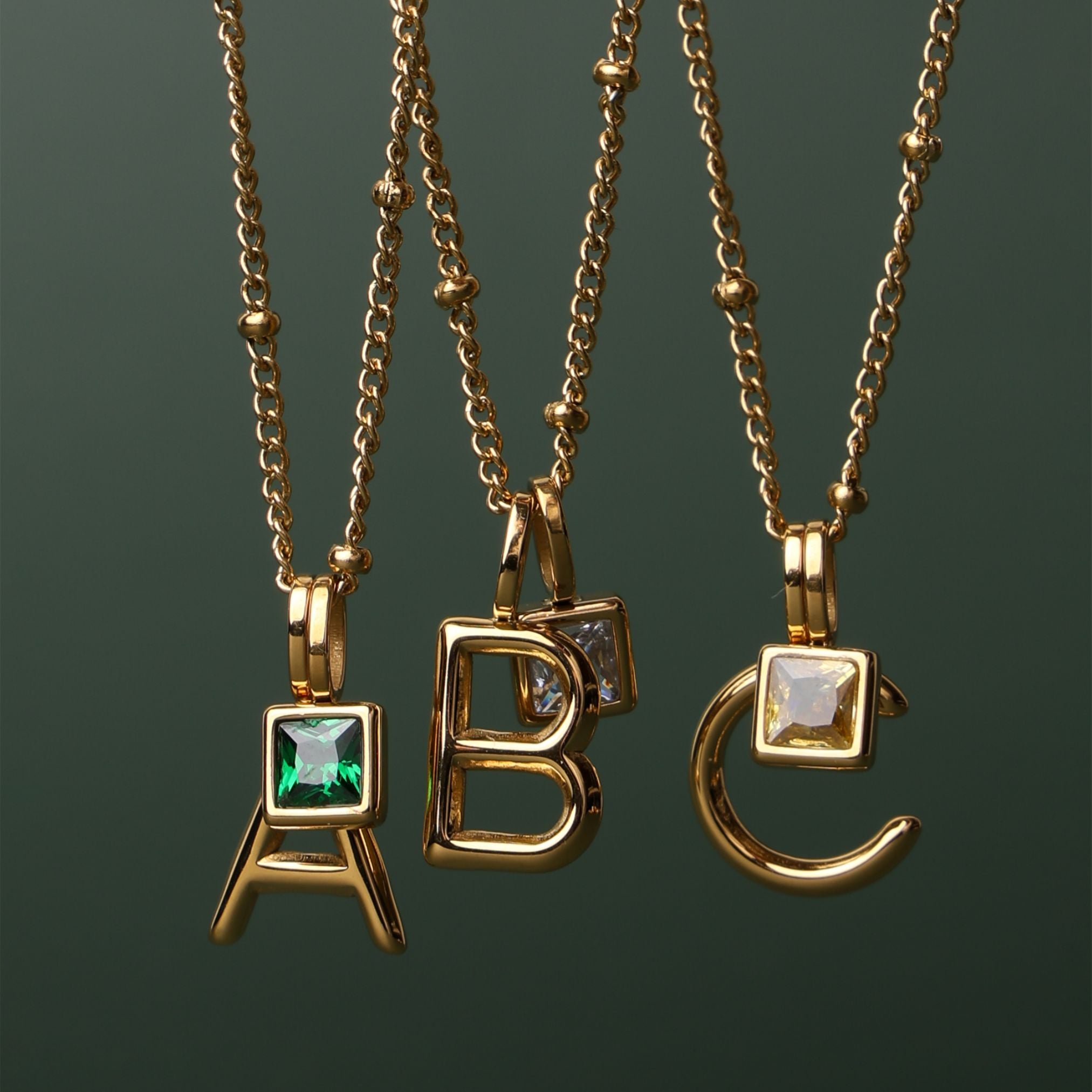 Initial & Birthstone Charm Necklace - Image 3