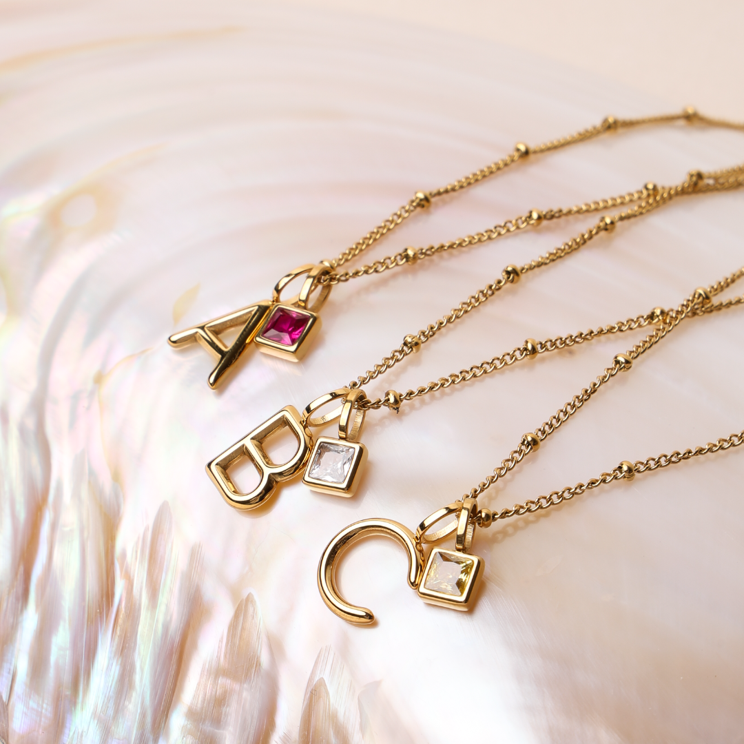 Initial & Birthstone Charm Necklace - Image 8