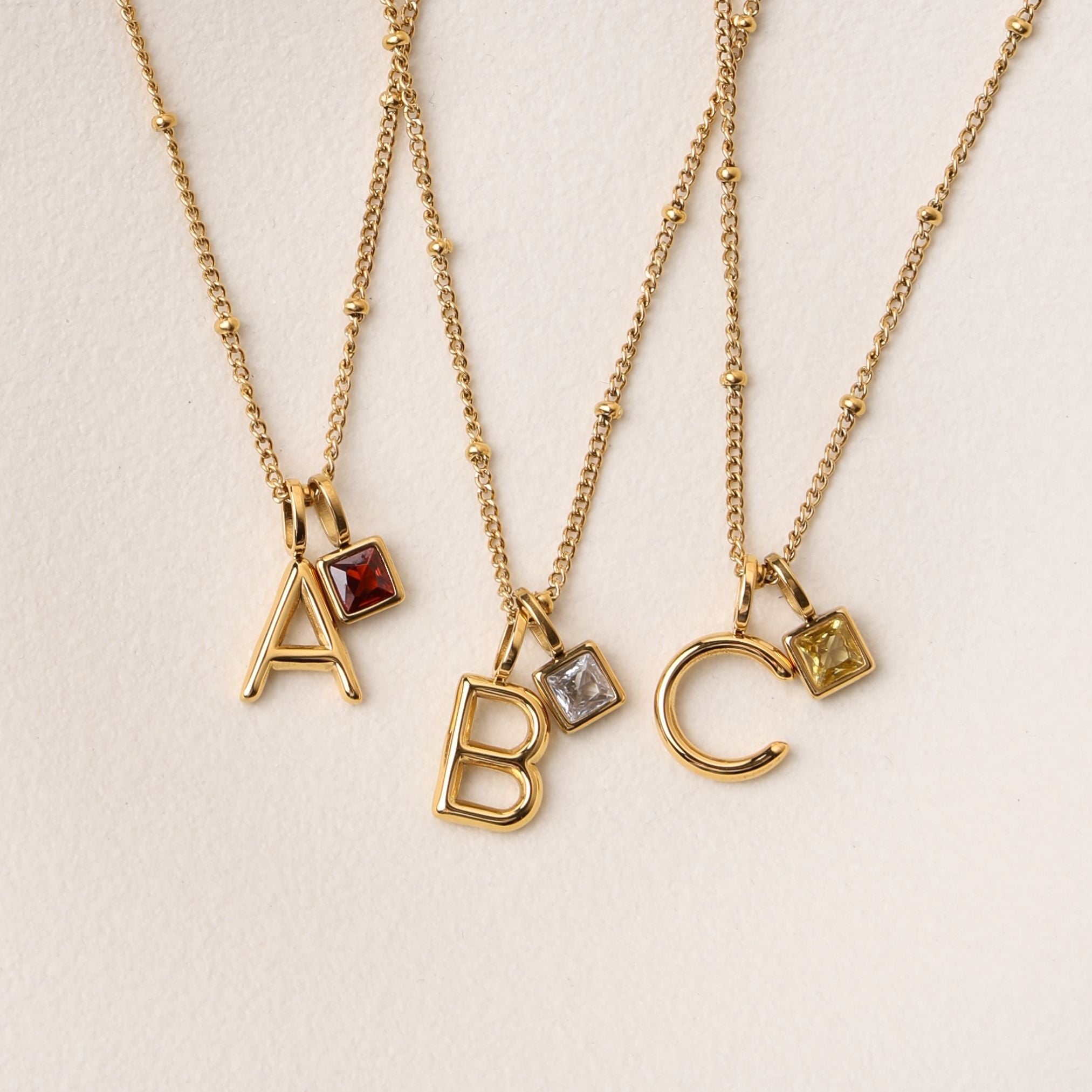 Initial & Birthstone Charm Necklace - Image 14